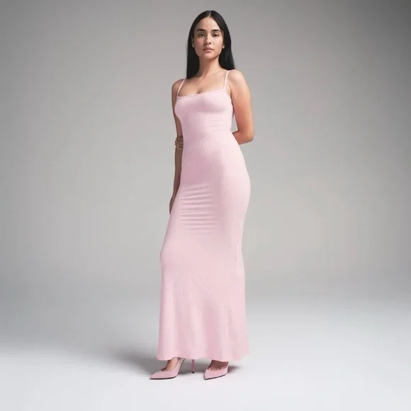 skims light pink dress POPLIN APPAREL MINI TUBE DRESS | DUSTY PINK